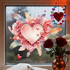 Calcomanías de ventana adhesivas estáticas en forma de flor de pluma de San Valentín para decoración del hogar
