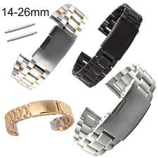 Correa de reloj de acero inoxidable 14 16 18 19 20 21 22 24 26 mm sólida de 5 filas