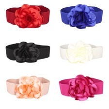 Mujer Moda Grande Rosa Flor Elástico Cintura Cinturón Elástico Vestido Corsé Cintura