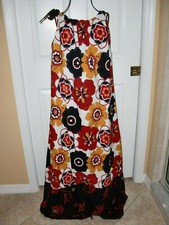 NUEVO SIN ETIQUETAS~Mujer~DISEÑADOR LOCAL~100% ALGODÓN~FLORAL~VOLANTES~CUELLO ALTO~MAXI VESTIDO Talla M