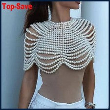 Camiseta sin mangas para mujer Punk Pearl blusa gótica de gran tamaño con cuentas de burbujas chal tejido a mano