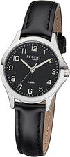 REGENT 2112419 Reloj Mujer 29mm Negro Plata Correa Cuero 5 BAR