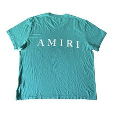 NUEVA Camiseta Amiri Para Hombres XL Verde Azulado Espalda Script Camiseta Mike Amiri Hecha en EE. UU.