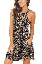 "Camiseta de verano para mujer vestido playa cubierta (XS, patrón manchado leopardo)"