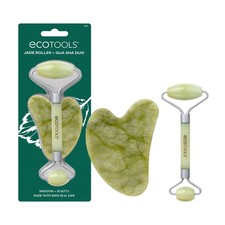 EcoTools Rodillo de Jade Facial y Gua Sha Stone Duo, Herramienta para el Cuidado de la Piel, Juego de 2 Piezas