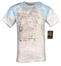 Camiseta para hombre ARCHAIC by AFFLICTION CASCO Eagle blanca tatuaje motociclista S-4XL $40 NUEVA CON ETIQUETAS
