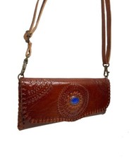 ROOGU Blue Sunset * Clutch capas noche bolso cartera cuero auténtico hecho a mano
