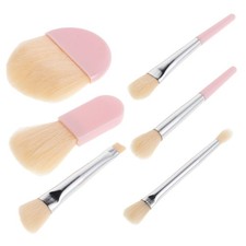 Brocha Base Maquillaje Portátil Herramienta de Belleza con Pinceles de Pestañas y Sombra de Ojos
