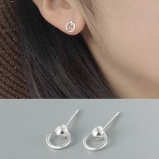 Pendientes pequeños círculo bola plata de ley 925 mujer niña pendientes