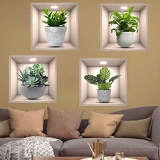 8 Piezas Adhesivo Decorativo de Pared para Maceta PVC para Decoración de Pared del Hogar