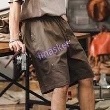 Pantalones Cortos Informales Estilo Americano Para Hombre 100% Algodón Delgados Medio Rectos Talla