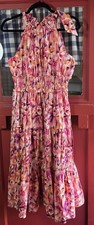 Vestido midi halter estampado floral multicolor rosa clásico ceCe para mujer talla S