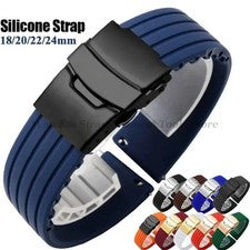 Correa de reloj de goma de silicona impermeable cierre desplegable 18 20 22 24 GM MM