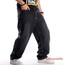 Pantalones de mezclilla Street Jeans calce suelto hip-hop para hombre negros informales pantalones de moda
