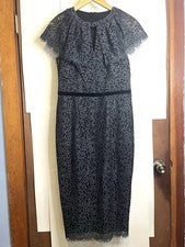 Nuevo con etiquetas Vestido midi de encaje gris talla 8 London Times para mujer con tapa superposición de encaje”