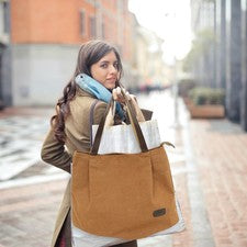 1 pieza Bolso de almacenamiento informal Moda Bolso de mano de lona Bolso de un hombro Bolso de mano (café)