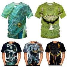 Terror Animal Serpiente Ropa de Calle Lo último Camiseta Impresa en 3D Moda para Hombre Prendas para el torso Informales