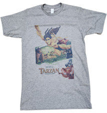 Camiseta Hombre Tarzán Película Color Vintage Gris Personaje Disney Regalo Estilo Suave