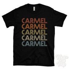 CAMISETA CARMEL ESTILO RETRO REPETIDO Hombre y Mujer Novedad Genial Nombre Regalo
