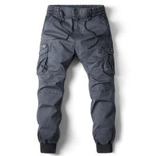 Pantalones informales de algodón con bandas al tobillo para hombre Pantalones de herramientas Pantalones militares caqui