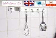 Adhesivo Utensilios de Cocina Gancho Estante de Pared Soporte Cromo Colgador Acero 6 Ganchos