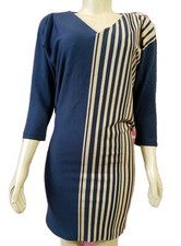 Vestido para mujer La Gazzetta azul marino y camel, forrado a rayas 38/US pequeño, nuevo con etiquetas $450