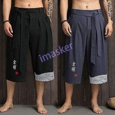 Pantalones Cortos Para Hombre Pantalones Yukata Kimono Japonés Sueltos Étnico Estilo Vintage