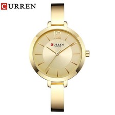 Relojes para mujer CURREN Fashion Gold, acero inoxidable, ultrafinos, cuarzo,