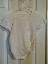 Camiseta para mujer blanca premium con diseño ventilado aspecto tejido talla pequeña