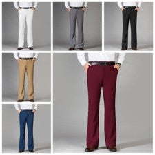 Pantalones acampanados estilo vintage para hombre pantalones con fondo de campana corte bota ajustados oficina chic