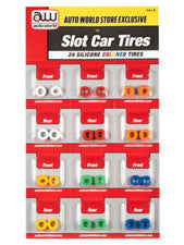 Neumáticos de repuesto de silicona de colores Auto World Super III (24 neumáticos) escala HO