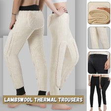 Pantalones de lana de invierno engrosados y felpa de cordero pantalones cálidos para hombre y mujer pantalones de lana