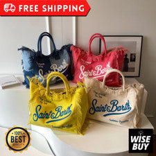 Bolso de hombro de moda de color liso de gran capacidad con panel de borlas de letras cosido Han