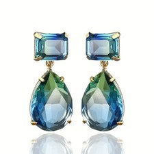 Pendientes colgantes de turmalina verde de plata de ley 925 para mujer elegantes regalo
