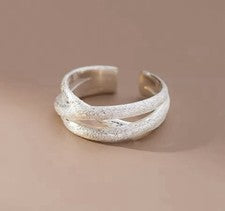 Anillos superpuestos de esmerilado de plata de ley 925 para mujer boda joya de lujo