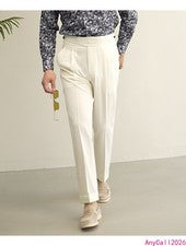 Pantalones rectos de cintura alta Gurkha para hombre primavera verano moda pantalones informales