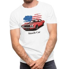 Camiseta de coche clásico con bandera americana vintage transpirable para entusiastas del coche para hombre