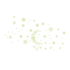 Paquete de 3 calcomanías murales duraderas verdes luminosas estrella de luna para decoración del hogar