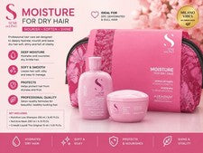 Alfaparf Semi Di Lino Humedad Cabello Seco Set Champú Mascarilla Bolsa de Cosméticos