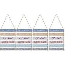 Juego de 4 adornos colgantes para el hogar de madera para decoración de pared para el salón