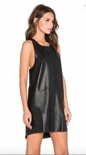 Vestido informal de piel de cordero genuino nuevo de moda para mujer negro hecho a mano cuero fiesta suave