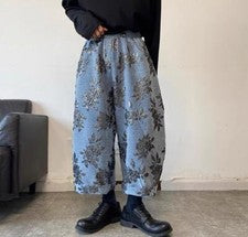 Pantalones de lana bordados sueltos estilo chino de invierno retro para hombre