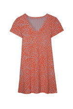 Vestido para mujer - Vestido estampado naranja neón - Vestido camiseta - Mediano - Algodón