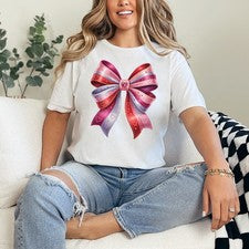 Camiseta con lazo en anillo rosa corazón para mujer coqueta regalo de moda para ella