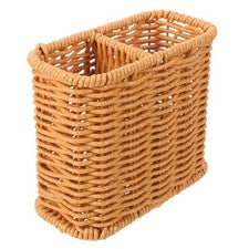 Cesta de utensilios dividida marrón claro organizador de cocina con metal