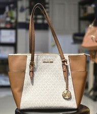 Bolso de Mano Michael Kors Charlotte Top Cremallera Hombro Bolso de Mano MK Vainilla Precio de Venta sugerido por el fab