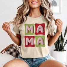 Camiseta Mamá Tejida Mujer Linda Gruesa Letra Mamá Divertida Retro Regalo Para Ella