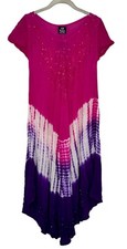Vestido boho de gasa teñida múltiple rosa púrpura SB Moda para mujer talla única NUEVO