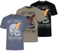 Camiseta Para Hombres KAM BIG Moda Manga Corta Informal Algodón Rock N Roll Verano 2-8XL