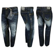 Pantalones de mezclilla para hombre estilo motociclista costuras negras azul lavado desvanecimientos y cremalleras later